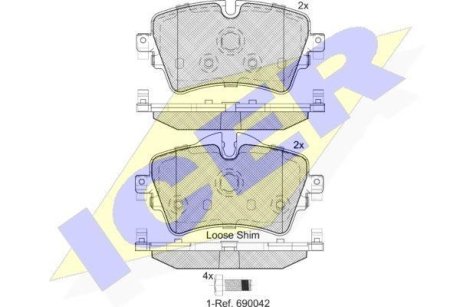 Колодки гальмівні (передні) BMW 1 (F52)/X2 (F39) 17-/2 (F44-F46)/X1 (F48)/Mini 13-/3 (F30/F80) 11- ICER 182211