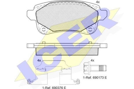 Колодки гальмівні (задні) Renault Megane IV/Scenic IV/Grand Scenic IV/Espace/Talisman 16- ICER 182222-208 (фото 1)