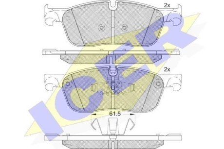 Колодки тормозные (передние) Land Rover Discovery Sport 14-/Range Rover Evoque 11-/Jaguar E-Pace 17- ICER 182236