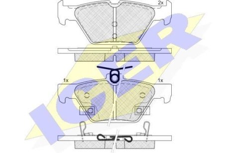 Колодки тормозные (задние) Subaru Impreza 16-/Outback 15-/Legacy 09-14/Forester 18- ICER 182242