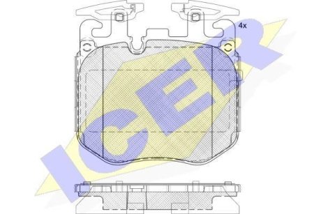 Колодки тормозные (передние) BMW 2/3/5/6/7/8/X3/X4/X5/X6/X7/i4 15- ICER 182265