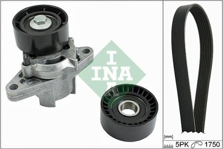 Комплект ременя генератора Renault Megane/Scenic 00-09, (5PK1750) INA 529 0082 10