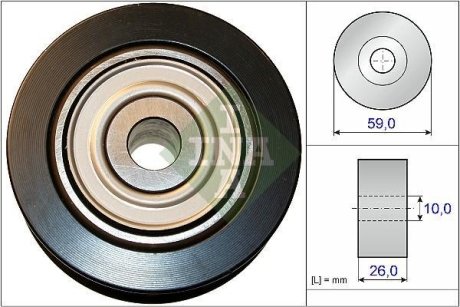 Ролик генератора Mitsubishi Outlander 2.0/2.4 4WD 12- (паразитный) (59х26) INA 532 0737 10