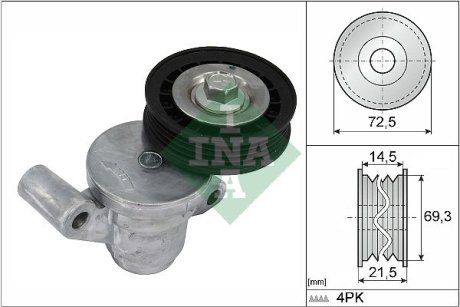 Натяжитель ремня генератора Ford Transit Connect 2.5 Duratec 13- (72.5x21.5) INA 534070510