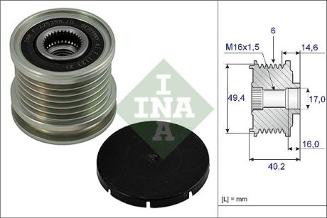 Шків генератора VW Caddy II/T4/T5 90-09 INA 535 0001 10