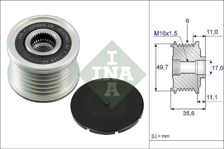 Шкив генератора MB C/E/S-class 220CDI-320CDI 01-, 6PK, OM646 INA 535 0086 10