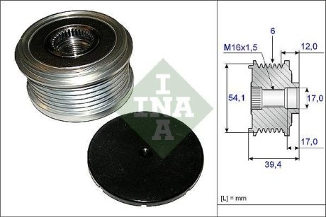 Шкив генератора Ford Fiesta/Fusion 1.4 TDCi 01-12/Mazda 2 1.4 CD 03-07 INA 535 0090 10