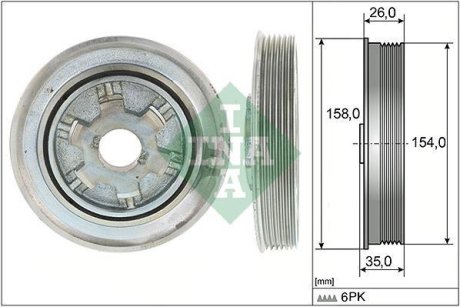 Шкив коленвала Ford Mondeo/Land Rover Freelander 2.2 TDCi/TD4 06-14 (6PK) INA 544 0112 10