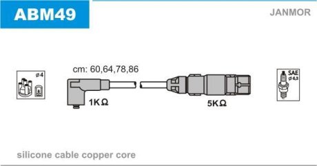 Комплект проводов зажигания Janmor ABM49