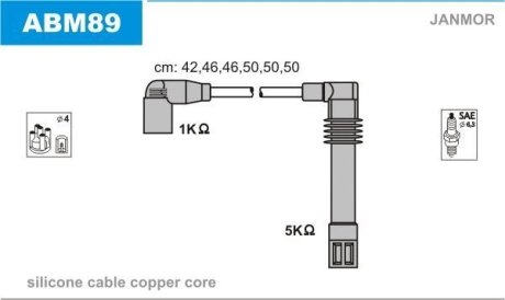 Провід Audi A4/A6/A8 2.4/2.6/2.8 95- Skoda SuperB 2.8 V Janmor ABM89