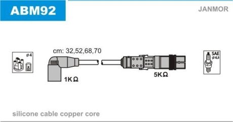 К-кт В.В. проводов (силикон) Audi A3/A4, Skoda Octavia, VW1.6 96- Janmor ABM92 (фото 1)