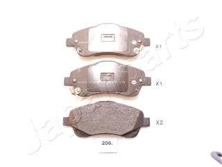 TOYOTA гальмівні колодки передн.Avensis 03- JAPANPARTS PA-206AF (фото 1)