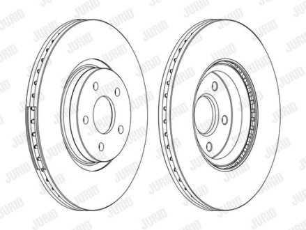 Тормозной диск передний Ford Focus II, III, Kuga II, Transit Connect / Volvo C70, S40, V40, V50 Jurid 562434JC1