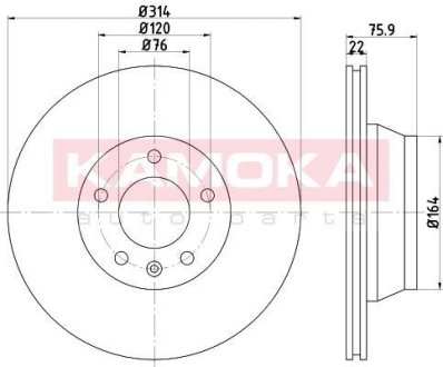 Гальмівні диски VW TOUAREG 02-10/MULTIVAN T5 03-/TRANSPORTER T5 03- KAMOKA 1031121