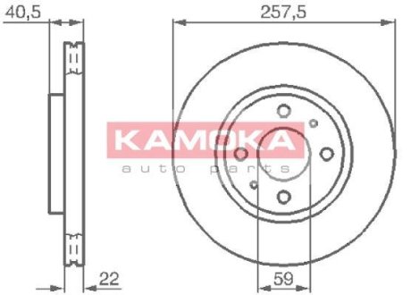 Гальмiвнi диски Citroen Nemo/Peugeot Bipper 08- KAMOKA 1031524 (фото 1)