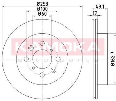 Тормозные диски OPEL AGILA 00-07/SUBARU JUSTY 03-/SUZUKI IGNIS 03- KAMOKA 103204