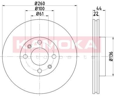 Гальмівні диски NISSAN MICRA (K12) 03-/NOTE 05-/TIDA 07-/RENAULT MEGAN II 02 KAMOKA 1032402