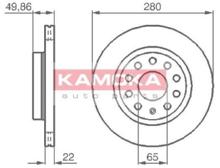 Тормозные диски AUDI A3 03-/SKODA OCTAVIA 04-/VW GOLF V 03- KAMOKA 1032446