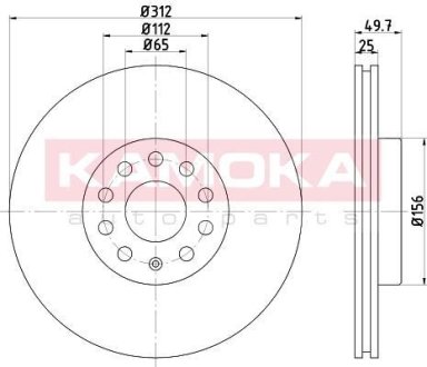 Гальмiвнi диски VW Caddy III 04- KAMOKA 1032610