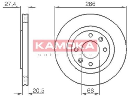 Гальмівні диски CITROEN BERLINGO 97-/XSARA 97-05/PEUGEOT 206 99-/306 93-01 KAMOKA 103384