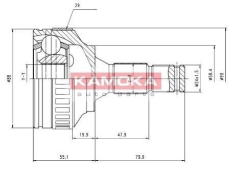 К-т шарнирный приводного вала KAMOKA 6974