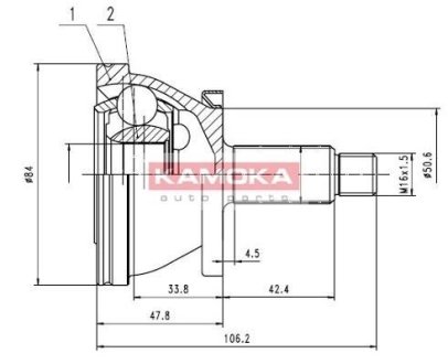 К-т шарнирный приводного вала KAMOKA 7082