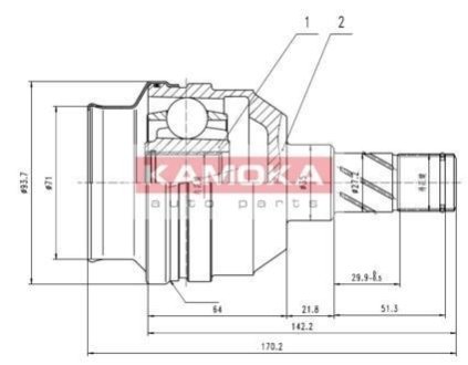 К-т шарнірний привідного валу KAMOKA 8009