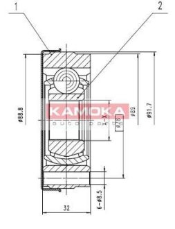 К-т шарнірний привідного валу KAMOKA 8010