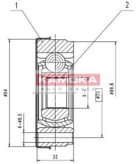 К-т шарнирный приводного вала KAMOKA 8022