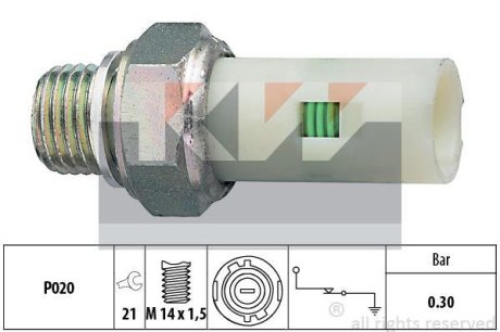 Датчик тиску масла (аналог EPS 1.800.076/Facet 7.0076) KW 500 076 (фото 1)