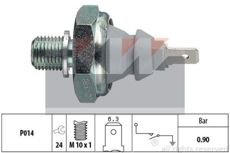 Датчик тиску масла (аналог EPS 1.800.095/Facet 7.0095) KW 500 095 (фото 1)