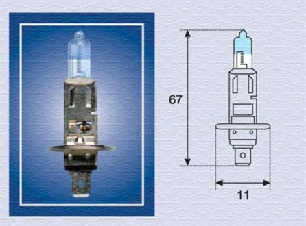 Автолампа H1 12V 55W P14.5s +50% Light MAGNETI MARELLI 002587100000 (фото 1)