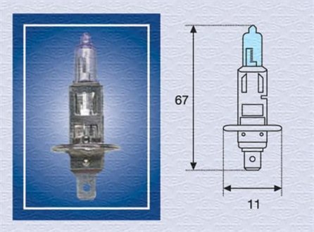 H1 12V 55W BLUE LIGHT автолампа (4000k) MAGNETI MARELLI 002601100000 (фото 1)