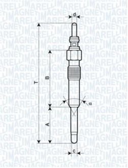 Свічка розжарювання ALFA FORD OPEL ROVER, VW T5 MAGNETI MARELLI 062900006304