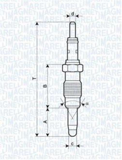 Свеча накала Fiat Doblo 1.9D (11V) (M12x1.25) MAGNETI MARELLI 062900011304