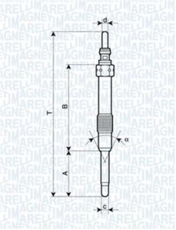 Свеча накала Fiat Doblo 1.9JTD Multijet 05- MAGNETI MARELLI 062900053304