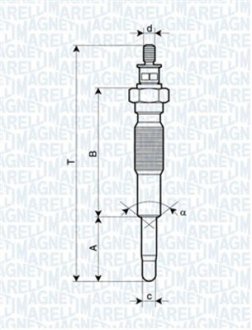 Свеча накала Ford Ranger 2.5D/Mazda 323 1.6-2.0D/Suzuki Vitara 2.0TD -06 MAGNETI MARELLI 062900063304