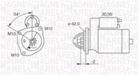 Стартер Citroen Berlingo/Jumper/Peugeot Boxer/Expert 94-02 (1 kw) (z=9) MAGNETI MARELLI 063720566010