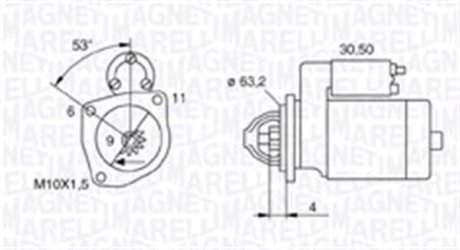 Стартер Renault Clio/Kangoo 1.2 97- (12V) (0.9kw) MAGNETI MARELLI 063721057010