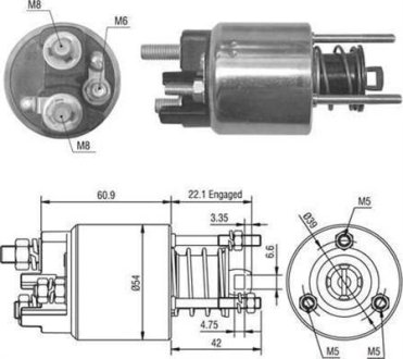 Тягове реле, стартер (вир-во кор.код. AME0016) MAGNETI MARELLI 940113050016