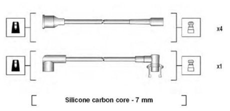 Комплект високовольтних проводів RENAULT TбоковойO 1,2 IE 93- [] MAGNETI MARELLI 941145230720