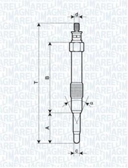 Свічка розжарювання FORD, AUDI, CITROEN, FIAT [062900000304] MAGNETI MARELLI UC11A