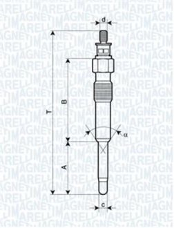 Свічка розжарювання PEUGEOT, CITROEN, PUNTO [062900007304] MAGNETI MARELLI UC15A