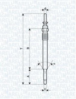 Свічка розжарювання ASTRA, OMEGA, VECTRA [062900009304] MAGNETI MARELLI UC16A