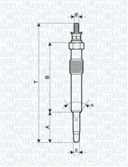 Свічка розжарювання (062900018304) FORD (вир-во) MAGNETI MARELLI UC22A (фото 1)