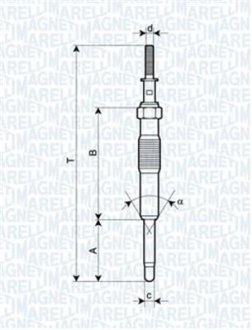 Свічка розжарювання (062900034304) KIA, HYUNDAI (вир-во) MAGNETI MARELLI UC33A