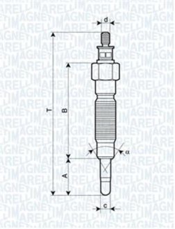 Свічка розжарювання KIA PREGIO MITSUBISHI LANCER V, GALANT, PAJERO 02- [062900064304] MAGNETI MARELLI UC47A