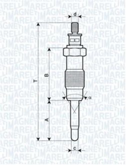 Свічка розжарювання BRAVO/A,PUNTO,LANCIA, ALFA,MAREA [062500300304] MAGNETI MARELLI UC4A