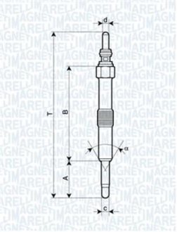 Свічка розжарювання LAND ROVER DISКрышкаY II, DEFENDER SW [062900067304] MAGNETI MARELLI UC50A