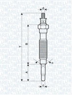 Свічка розжарювання HYUNDAI 2,5 MITSUBISHI 2,3/2,5 NISSAN 2,3/2,5 MAGNETI MARELLI UC55A